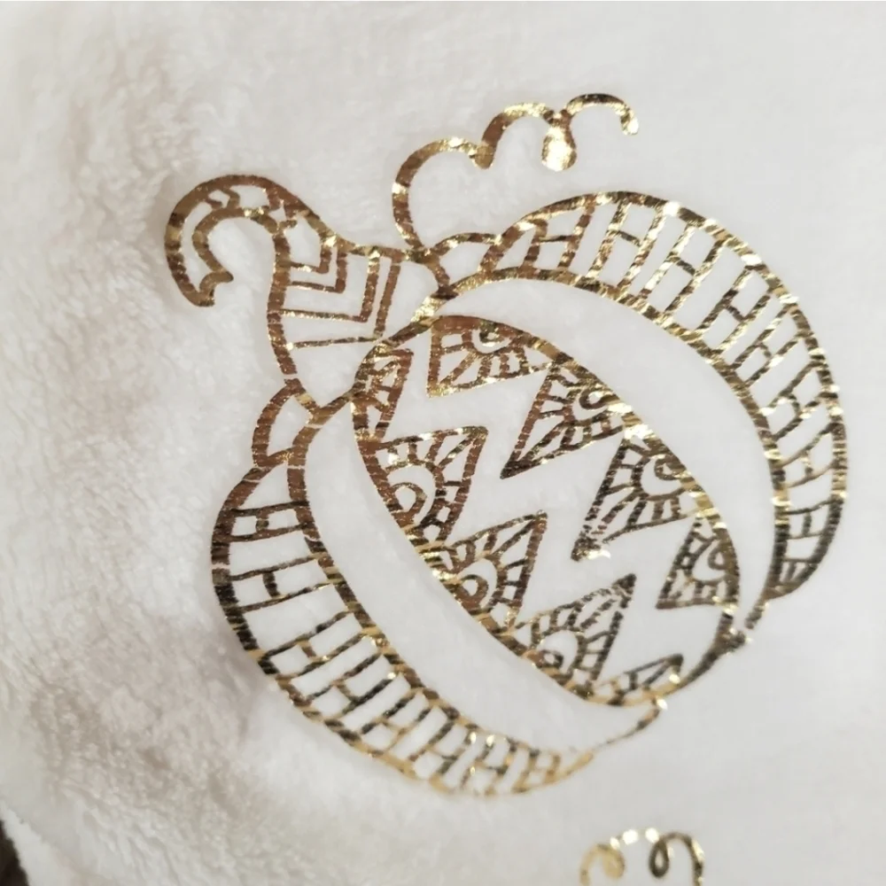 White Faux Fur Metallic Gold Foil PUMPKIN Blanket Fall Halloween Thanksgiving